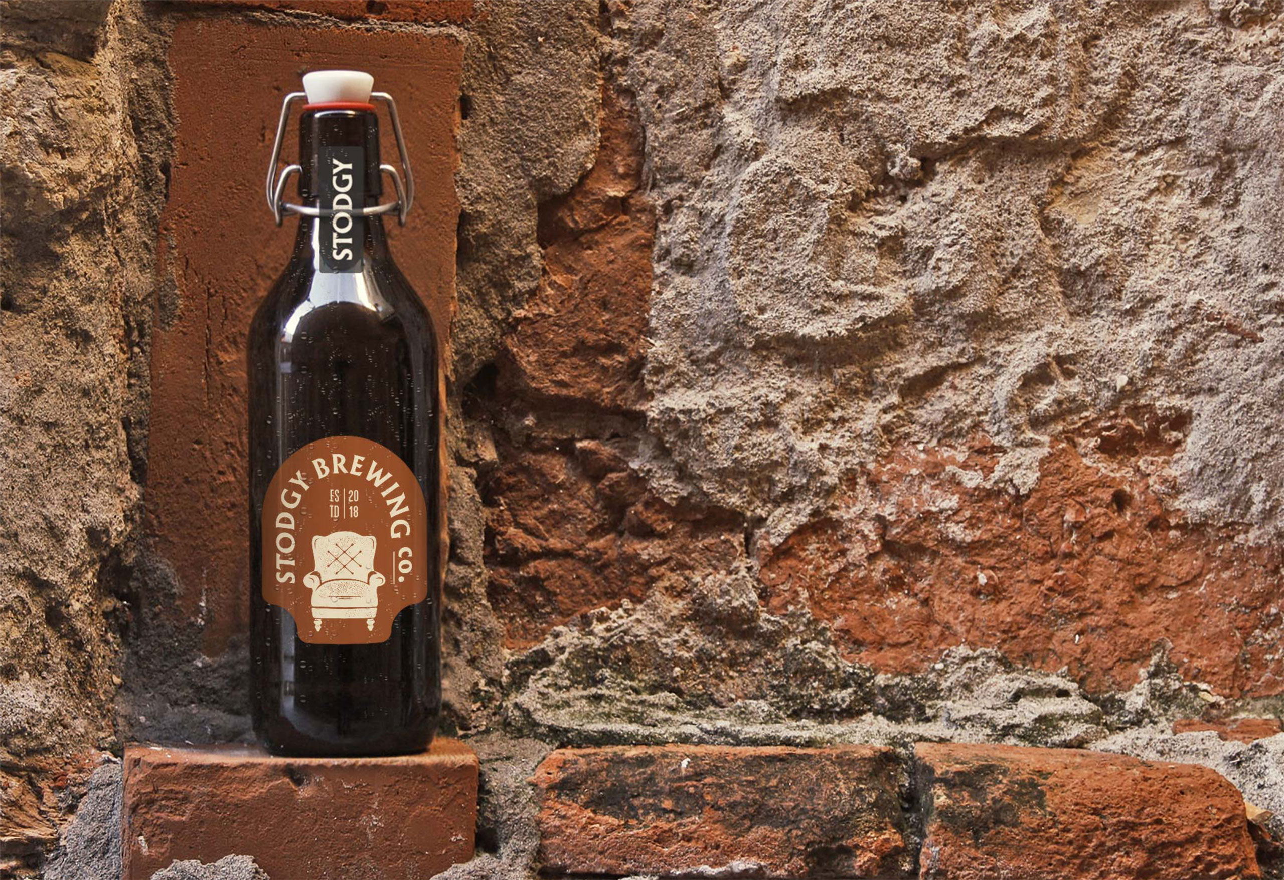 Stodgy Brewing Company Hero image. Bottle with logo